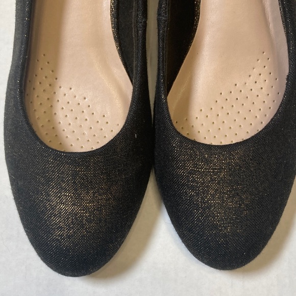 Clarks Mallory Luna Women's Wedge Heel Shoes Navy Gold Textile 26157539 Sz 8M - Picture 4 of 12